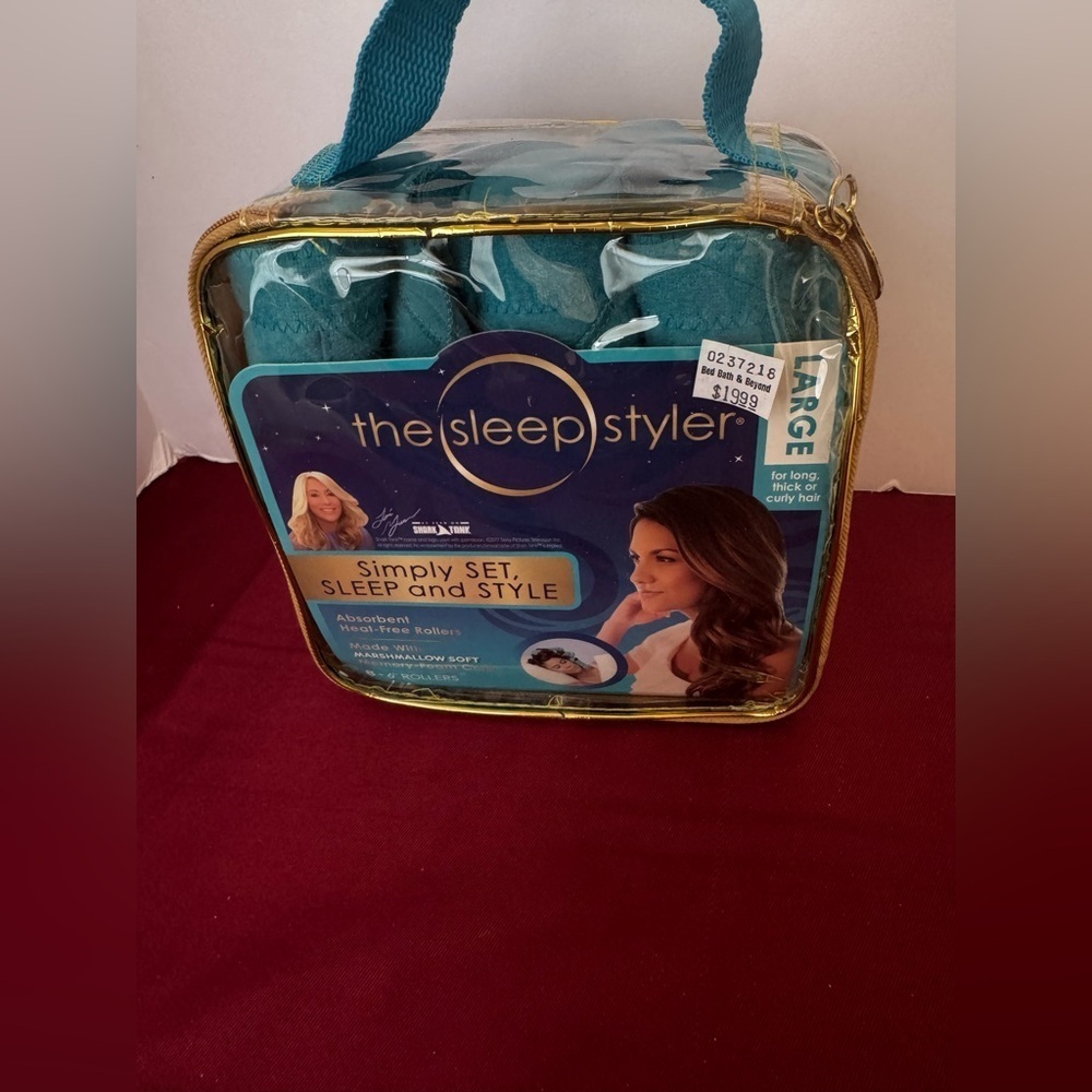 The Sleep Styler Nighttime Hair Curlers Large 8 Count 6” Rollers Blue Heat Free